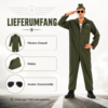Kampfpilot Kostüm für Herren – Größe L – Fliegeranzug mit Mütze & Sonnenbrille