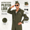 Kampfpilot Kostüm für Herren – Größe L – Fliegeranzug mit Mütze & Sonnenbrille