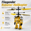 Fliegender Roboter Helikopter Gelb mit Hand-Sensorsteuerung – Doppelrotor Flugspielzeug für Kinder, interaktiver Flugroboter