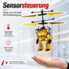 Fliegender Roboter Helikopter Gelb mit Hand-Sensorsteuerung – Doppelrotor Flugspielzeug für Kinder, interaktiver Flugroboter