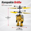 Fliegender Roboter Helikopter Gelb mit Hand-Sensorsteuerung – Doppelrotor Flugspielzeug für Kinder, interaktiver Flugroboter