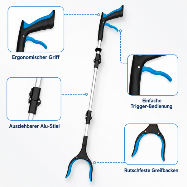 ChatGPT Image 6. Aug. 2026, 19_47_30 (3) Klappbare Greifzange 90 cm – Greifhilfe mit ergonomischem Griff, gepolsterter Greifkralle und Aluminiumstange – platzsparend auf 30 cm faltbar