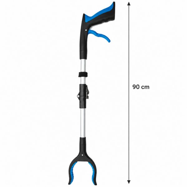 ChatGPT Image 6. Aug. 2026, 20_01_20 Klappbare Greifzange 90 cm – Greifhilfe mit ergonomischem Griff, gepolsterter Greifkralle und Aluminiumstange – platzsparend auf 30 cm faltbar