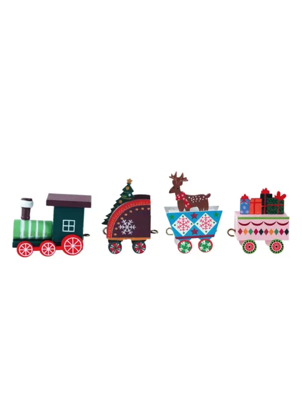 Deko Zug Weihnachten Weihnachtsdeko Holz-Zug mit Zubehör – festliche Miniatur-Szene für Weihnachten