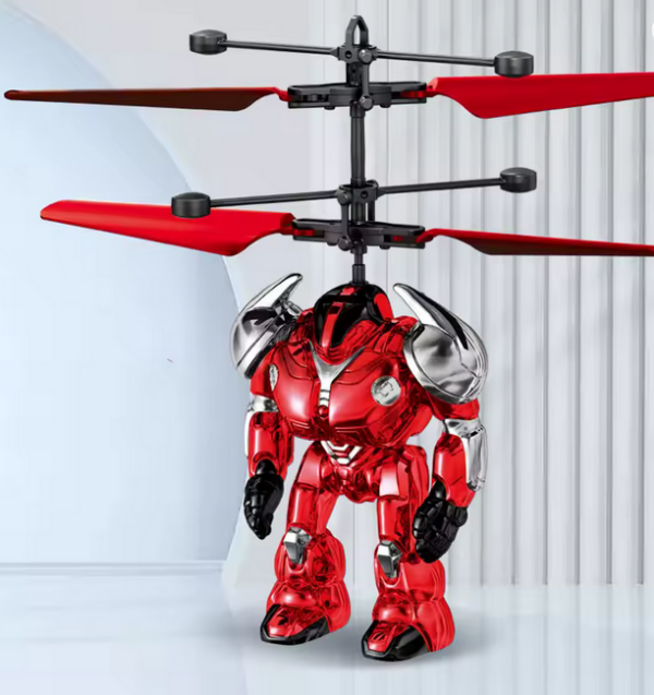 Fliegender Roboter mit Sensorsteuerung – rot -Interaktives Flugspielzeug für Kinder