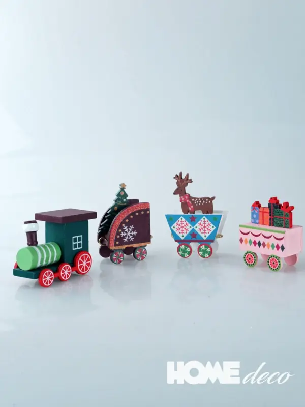 Weihnachtsdeko Zug mit Zubehör Weihnachtsdeko Holz-Zug mit Zubehör – festliche Miniatur-Szene für Weihnachten