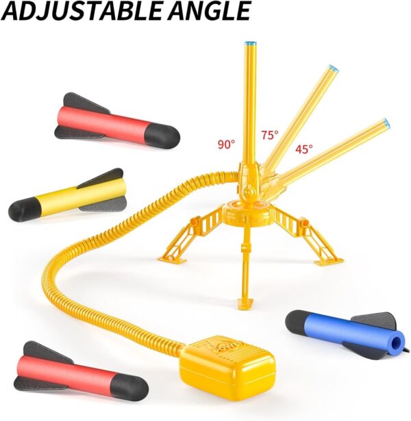 Kinder Raketenwerfer Set mit 12 Schaumstoffraketen & Fußpumpe – Abschussrampe verstellbar, Outdoor oder Indoor Spielzeug