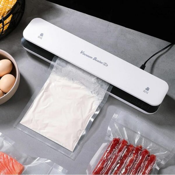 a40bc33c88a26021e6f57c770c50d209.jpg Vakuumierer für Lebensmittel, kompakter Vacuum Sealer mit Schweißfunktion, ca. 65 kPa, für Fleisch, Gemüse, Obst und trockene Lebensmittel