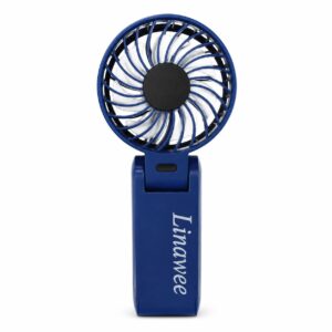 b01b958c1ad709fd4e13fbe3880b2c8c.jpg Linawee 3-in-1 Handventilator USB wiederaufladbar, 5 Stufen, 1800 mAh, leise, faltbar, mit LED-Display, Trageband, Blau