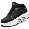 b2b0e91074e24f644a58020b6620c73a.jpg Rollschuhe Schuhe mit einziehbaren Rollen Größe 37 – Sneaker mit Rollen für Kinder & Jugendliche, Schwarz/Silber, Skate Shoes für Mädchen und Jungs