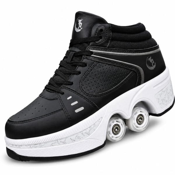 b2b0e91074e24f644a58020b6620c73a.jpg Rollschuhe Schuhe mit einziehbaren Rollen Größe 37 – Sneaker mit Rollen für Kinder & Jugendliche, Schwarz/Silber, Skate Shoes für Mädchen und Jungs