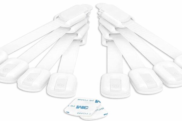 b59c83dee780d78ef3463e6b96240739-1.jpg Kindersicherung für Schränke und Schubladen 8 Stück – flexible Sicherheitsverschlüsse mit 3M-Klebepad – Babyschutz für Möbel, Geräte