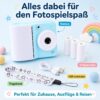 Kinder Sofortbildkamera mit Thermodruck – 1080P Kamera für Kinder mit 2,4 Zoll Bildschirm, 48 MP, Selfie-Funktion, Video, Thermopapier und Halsband