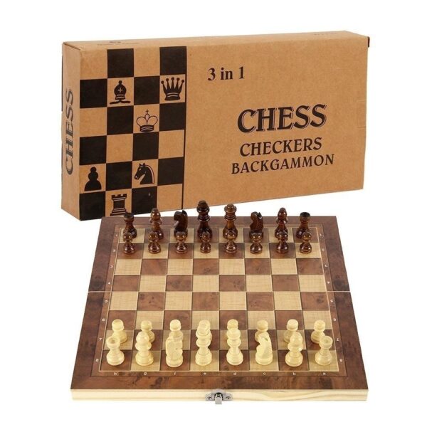 c2a6c6724e1189aafcea0c5d3f3ddbe5.jpg 3-in-1 Holzspiel – Schach, Dame & Backgammon – Klappbares Brettspiel Set mit Figuren – Ideal für Kinder & Erwachsene