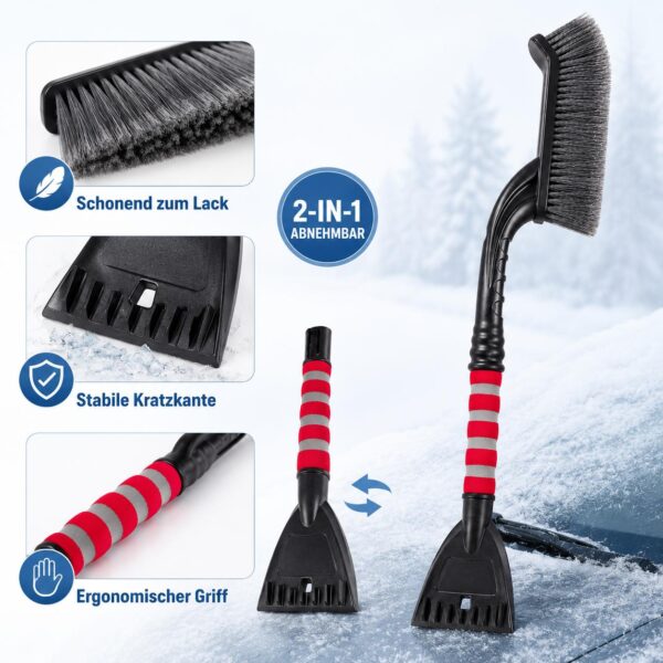 2-in-1 Schneebürste mit abnehmbarem Eiskratzer