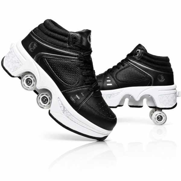 caef17a6a585d36eb30087b2f0ec688c.jpg Rollschuhe Schuhe mit einziehbaren Rollen Größe 37 – Sneaker mit Rollen für Kinder & Jugendliche, Schwarz/Silber, Skate Shoes für Mädchen und Jungs