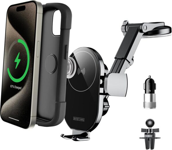 d09d6b26df4e327683fd13bea8d22766.jpg 15W Wireless Auto Handyhalterung mit Schnellladefunktion – Automatischer Sensor, Qi-Ladegerät, 270° verstellbar, für iPhone & Samsung