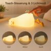 Silikon Enten Nachtlicht für Kinder – dimmbare LED Nachtlampe mit Touch-Funktion, 30-MinutenTimer, USB-aufladbar, warmes Licht, Lampe & Handyhalterung