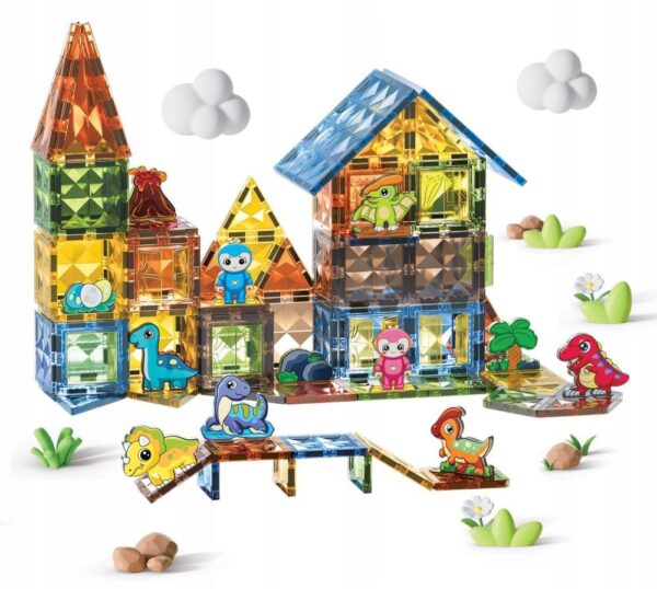 d7d050a0ceec3dbf63b62b95c7d1eb17-1.jpg Magnetbausteine Dinosaurier Set – 54 Teile (42 Magnetblöcke + 12 Dino-Figuren) – Magnetisches Konstruktionsspielzeug für Kinder ab 3 Jahren
