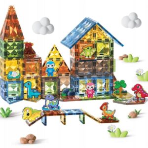 d7d050a0ceec3dbf63b62b95c7d1eb17.jpg Magnetbausteine Dinosaurier Set – 54 Teile (42 Magnetblöcke + 12 Dino-Figuren) – Magnetisches Konstruktionsspielzeug für Kinder ab 3 Jahren