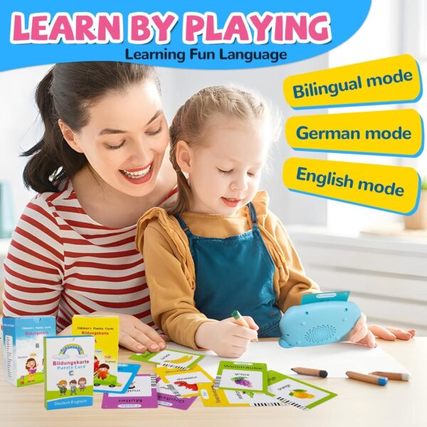d9b867529ce45dc842bdf7b6dbaf1815.jpg Lernkarten mit Ton – 255 Karten mit 510 Wörtern – Deutsch & Englisch – Sprachtrainer für Kinder – Lernkarten mit Vorlesefunktion – ab 3 Jahren
