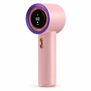 Tragbarer Handventilator wiederaufladbar USB-C, Mini Ventilator mit LED-Anzeige, 3 Geschwindigkeitsstufen - Rosa