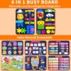 Montessori Busy Lernbuch – 8 in 1 Activity Buch mit Griff, Motorikspielzeug für Kleinkinder, Reisespielzeug, Lernspielzeug