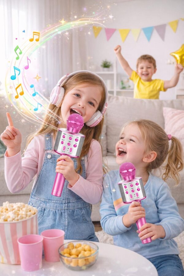 Karaoke Mikrofon für Kinder & Erwachsene – Bluetooth Wireless Mikrofon mit Lautsprecher & Echo-Effekt