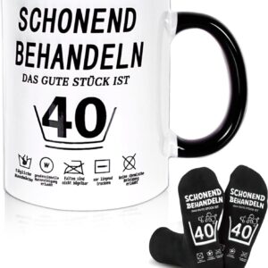 Geschenkset zum 40. Geburtstag – Tasse & Socke