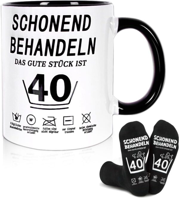 Geschenkset zum 40. Geburtstag – Tasse & Socke