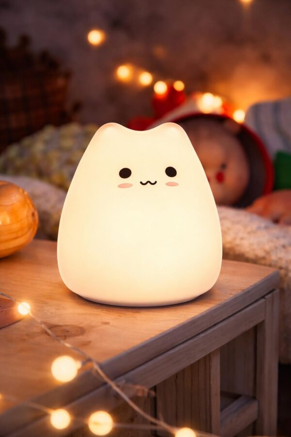 LED Katzenlampe Nachtlicht – süße Kinderlampe mit warmweißem Licht & Farbwechsel