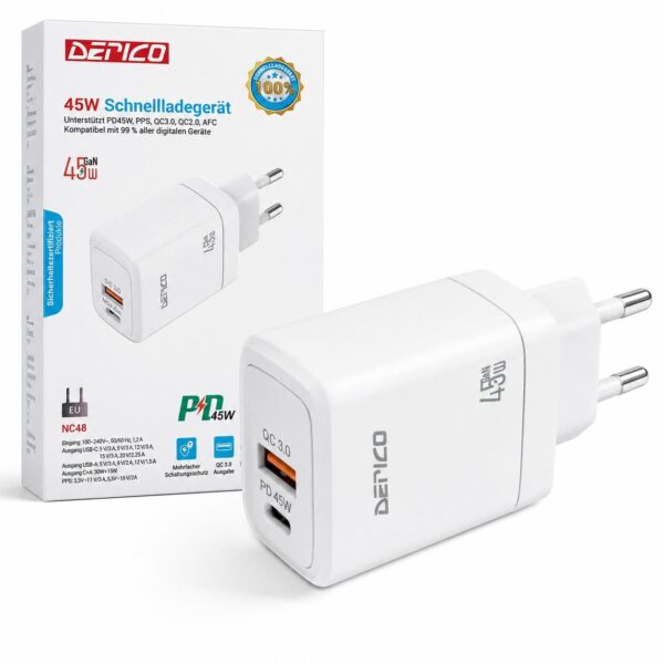 f099cfb29fb2558ccb7f3abf6499974e.jpg Derico 45W GaN Schnellladegerät USB-C PD & USB